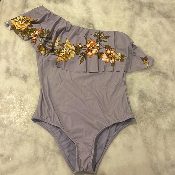 Aloha floral ruffle one piece M-L - Picture 1 of 6